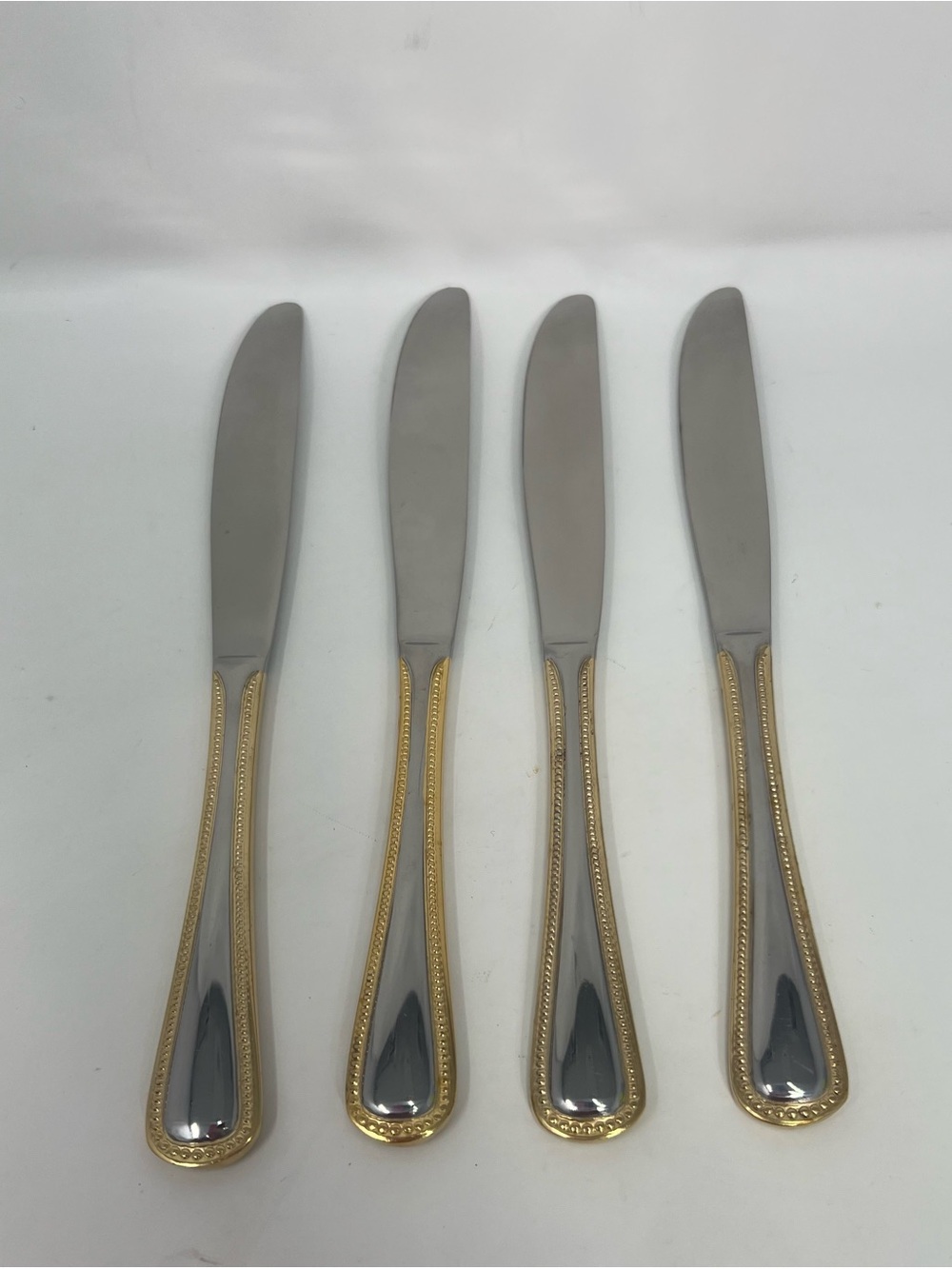 Wallace Gold Royal Bead Stainless Dinner Knife Glossy Flatware Set Of 4 Retired